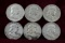 6 Franklin Silver Half Dollars; 1958D,1959D,1960D,1961D,1962D,1963D