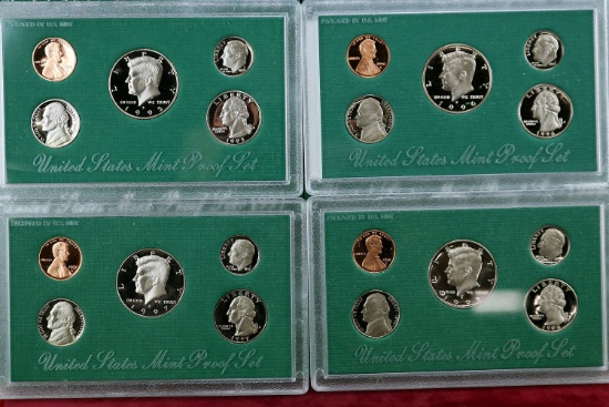 4 U.S. Mint Proof Sets; 1995, 1996, 1997, 1998