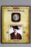 1881-S Morgan Silver Dollar, PCS Legends of West W/Stamp Wyatt Earp, unc.
