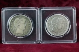 2 Barber Silver Half Dollars; 1900-P & 1907-D