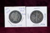 1901 Barber Half Dollar & 1936-P Standing Liberty Hal Dollar