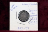 1891 Seated Liberty Dime No arrows