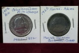 1893 Columbian Silver Half & 1923 Monroe/Adams Half Dollar
