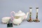Beleek Irish Porcelain Tea Pot, Cream & Sugar - Capodimonte Candle Sticks