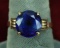 10K Gold Ladies Ring w/ Large Blue Stone, Sz 7