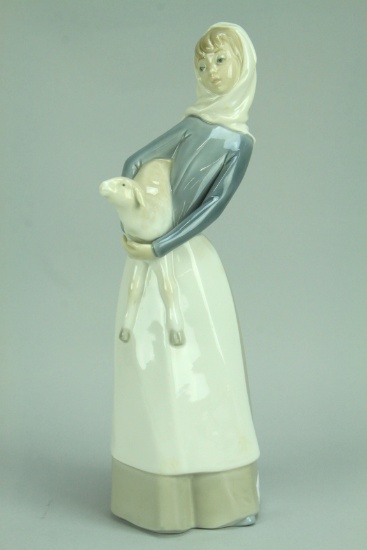 Lladro "Girl with Lamb" # 4584 Porcelain, Spain