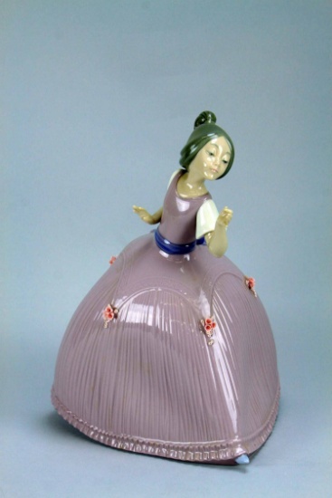 Lladro "Girl in Pink Dress w/ Flower" # 5120 Porcelain, Spain