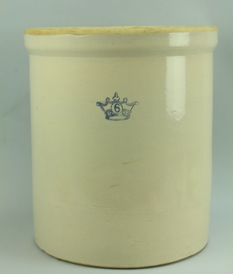 Crown Pottery "6" Gallon Crock w/ Inside Glaze