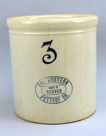 Western Pottery "3" Gallon Crock, Denver