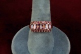 14K Gold Ladies Ring e/ Rose Colored Stones, Sz. 9