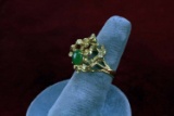 18K Gold Ladies Jade Ring, Sz. 6.5