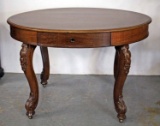 Mahogany Finished Library - Lamp Table w/ Carved Details