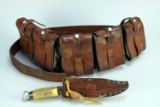 Leather Ammo Belt & German Hunting Knife