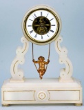 French Marble Swinger Clock, Ca. 19th Century