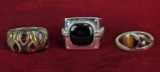 3 Sterling Silver Rings, Sz. 9-10.5