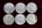 6 - 90% Silver Kennedy Half Dollars; 3-1964-P & 3-1964-D