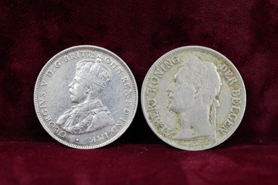 1916 British West Africa 2 Shilling + 1926 Belgian Congo 1 Franc