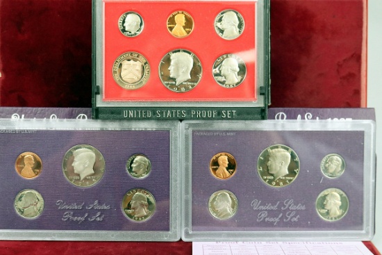 3 U.S. Mint Proof Sets; 1982,1985,1987