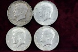 4 - 90% Silver Kennedy Half Dollars; 2-1964-P & 2-1964-D