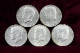 5 - 90% Silver Kennedy Half Dollars; 2-1964-P & 3-1964-D
