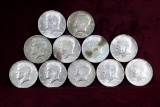 11 - 40% Silver Kennedy Half Dollars; 3-1968 & 8-1969