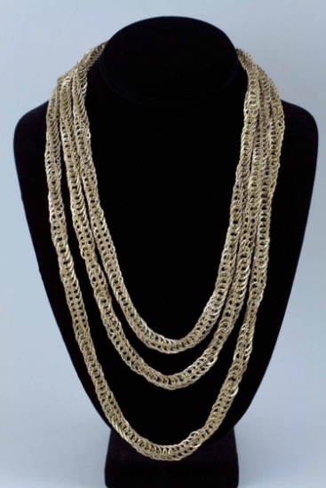 Long  Braided Silver Necklace - 72", 153.5 Grams