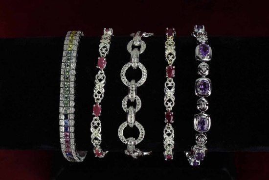 5 Silver Bracelets - Various Designs