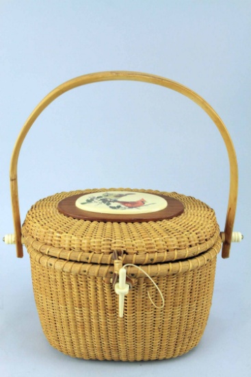 Vintage Barlow Nantucket Basket Weave Purse - Cardinals