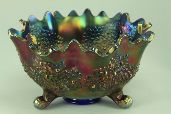 Carnival Glass Blue Iridescent Bowl