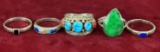 Southwest Style Sterling Silver Rings, Sz. 7-10.5