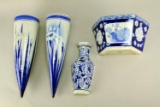 Delft Style Blue & White Porcelain Wall Sconces