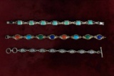 3 Silver Bracelets - Turquoise & Others
