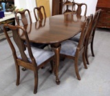 Queen Anne Style Table, 6 Chairs & Leaves, Pad