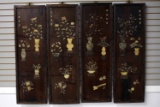 Set of 4 Decorative Inlaid Wood Panels - Subject is 4 Seasons