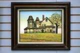 Victorian Farm House Oil Painting by H. Hargrove