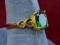 14K Gold Ring w/ Emerald Colored Stone, Sz. 8, 2.1 Grams
