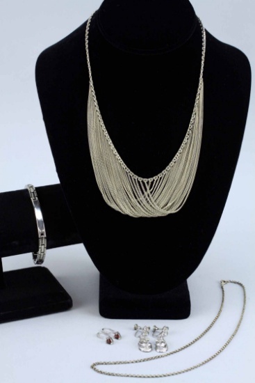 Sterling Silver Necklace, Bracelet, Earrings, Chain