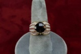 Sterling Silver Ring w/ Faceted Brown Stone, Sz. 8