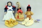 Handmade Indian Dolls/Beaded Shoes & Earrings