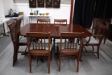 Mahogany Dining Table & Chairs w/ Leave