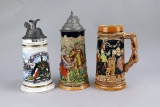 2 Lidded German Steins & Japan Stein