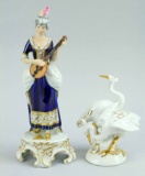Royal Dux Porcelain: Lady w/ Lute & Storks, Bohemia