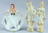 Royal Dux Porcelain Lady Figurine, 2 Others