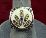 Sterling Silver Ring w/ Radiant Stone Design, Sz. 9