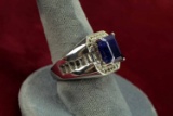 Sterling Silver Ring w/ Blue Stone, Sz. 9