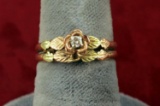 14K Gold Ring Set w/ Diamond & Black Hills Gold Overlay, Sz. 7