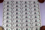 Uncut Sheet of 2009 $1 Federal Reserve Notes