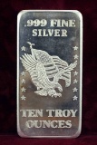 Ten Troy Oz .999 Fine Silver, Minted from US Strategic Stockpile Silver