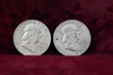 2 1963-D Franklin Silver Half Dollars