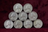 9 Washington Silver Quarters;